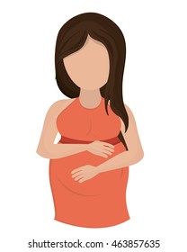 flat design pregnant woman icon vector illustration