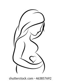 flat design pregnant woman icon vector illustration