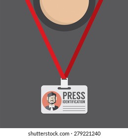 Flat Design Press Identification Vector Illustration