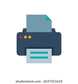 Flat design printer illustration with paper on White Background