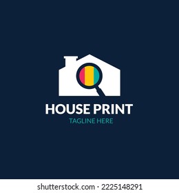 flat design printing house logo design template