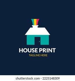 flat design printing house logo design template