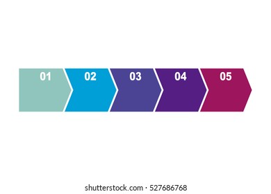 Flat design. Process arrows boxes. Step by step vector set. 