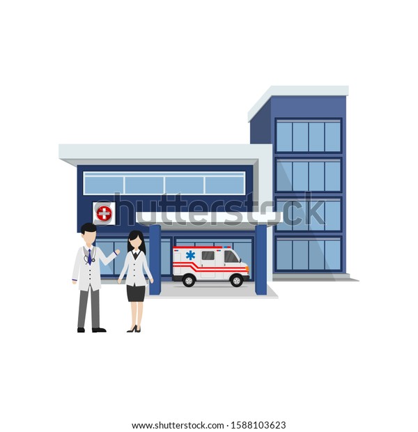 flat design profession of doctors who work\
in hospitals and clinics to help\
patients