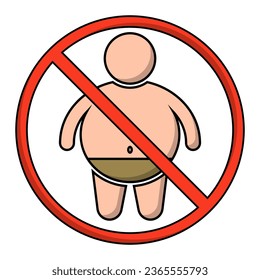Flat design prohibited fat person sign. Weight restrictions. Vector.