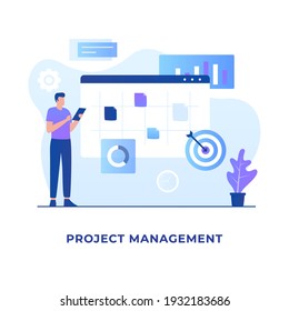 Flat design of project management concept. Illustration for websites, landing pages, mobile applications, posters and banners