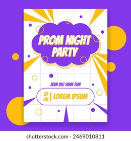 Flat design prom night party poster template with abstract shapes