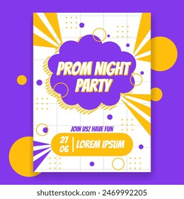 Flat design prom night party poster template with abstract shapes