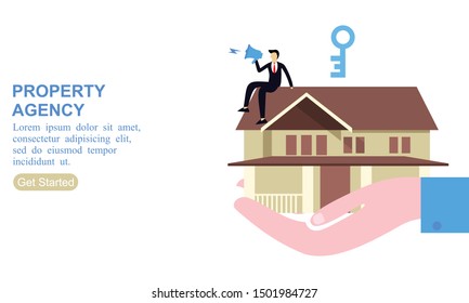 Flat design property agency logo illustration
