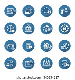 Flat Design Protection and Security Icons Set.  Isolated Illustration.
