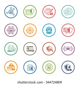 Flat Design Protection and Security Icons Set.  Isolated Illustration.