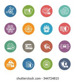 Flat Design Protection and Security Icons Set.  Isolated Illustration.