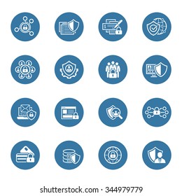 Conjunto de iconos de seguridad y protección de diseño plano. Ilustración aislada.