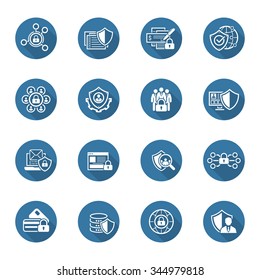 Flat Design Protection and Security Icons Set.  Isolated Illustration.