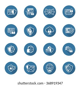 Flat Design Protection and Security Icons Set.  Isolated Illustration.