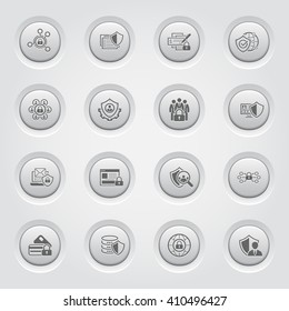 Flat Design Protection and Security Icons Set.