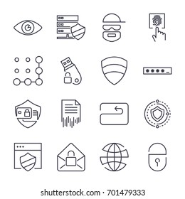 Flat Design Protection and Security Icons Set. Vector Illustration Of 16 Web Safety Icons. Pack Of Easy Payment, Safeguard, Safe Lock And Other Elements. Icon set with editable stroke
