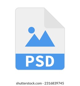 Icono de archivo PSD de diseño plano. Icono de datos de PSD. Vector.