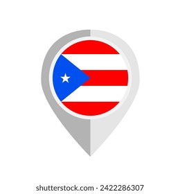 Flat design Puerto Rico flag map pin icon.