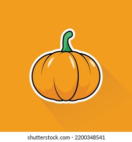 Flat Design of Pumpkin, can be use as Sticker, Logo and Poster