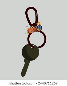 Flat Design Pumpkins Illustration with Key Chain