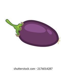 Flat design with purple eggplant on a white background