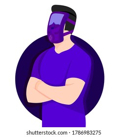 diseño plano de la máscara púrpura con fondo de círculo