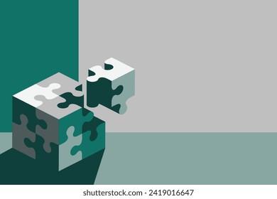 Diseño plano Cubo de rompecabezas para plantilla de diseño infográfico