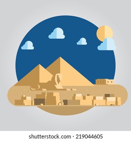 Flat design of pyramid and sphinx in Egypt illustration