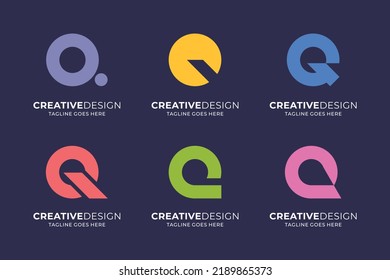 Flat design Q logo vector template collection svg