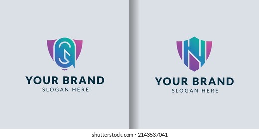 Flat design Q N logo template collection