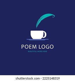 flat design quill pen logo design template