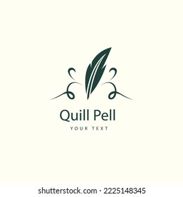 flat design quill pen logo design template