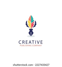 flat design quill pen logo template
