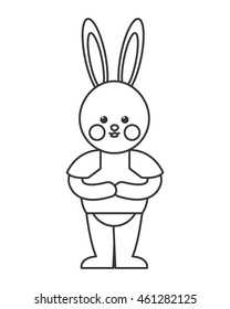 flat design rabbit cartoon icon vector illustration