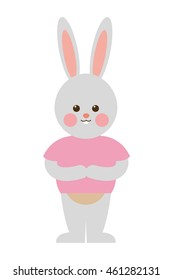 flat design rabbit cartoon icon vector illustration