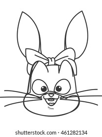 flat design rabbit cartoon icon vector illustration