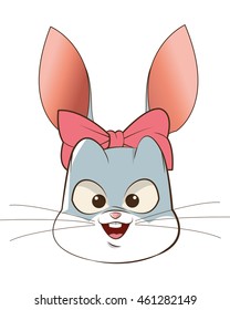 flat design rabbit cartoon icon vector illustration