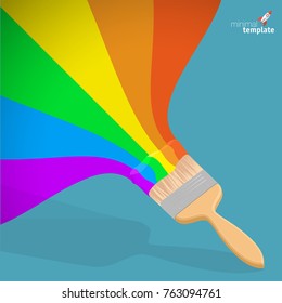 Flat design raibow  brush with rainbow paint vector illustration icon template. The metaphor of diversity.