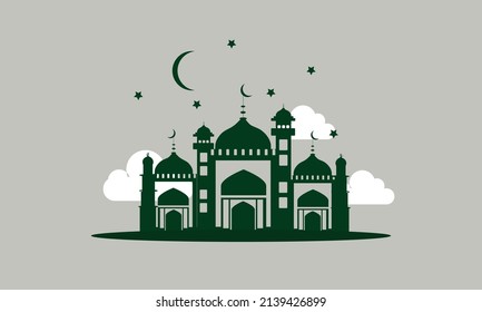 flat design ramadan background with star and cloud elements