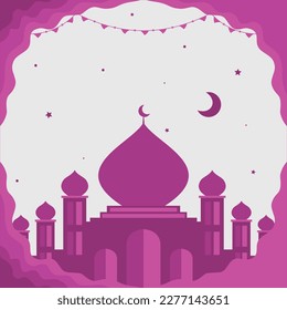 diseño plano ramadan backround popstery icono de mezquita