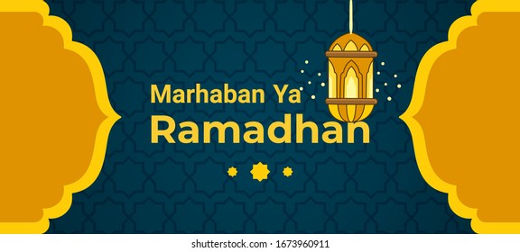 Flat design ramadan banner template design Free Vector