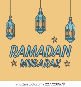 Flat design ramadan calligraphy on yellow background