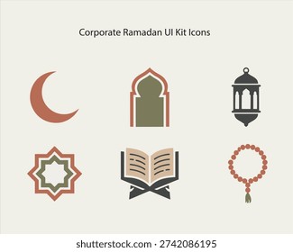 Flat Design Ramadan and Islamic Cultural Icons for UI Kits