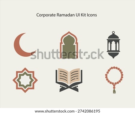 Flat Design Ramadan and Islamic Cultural Icons for UI Kits