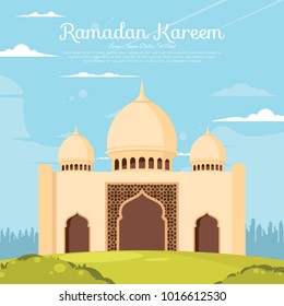 Flat design ramadan kareem background with mosque