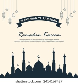 diseño plano concepto ramadan kareem adecuado para el diseño de plantillas de carteles, banners o tarjetas de felicitación