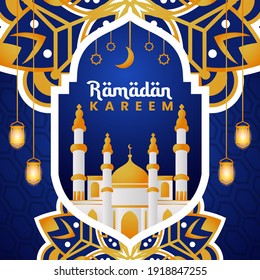 Flat design ramadan kareem greeting card theme