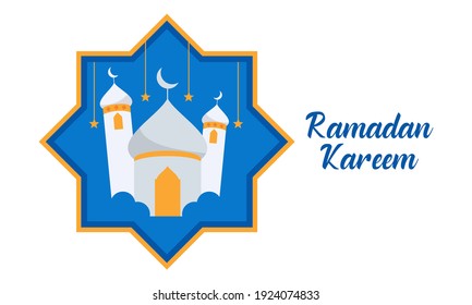 Flaches Design ramadan Kareem Schriftzeichen. Moschee-Logo
