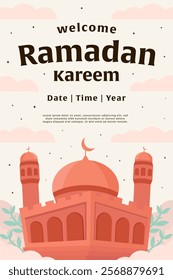 flat design ramadan kareem vertical banner illustration